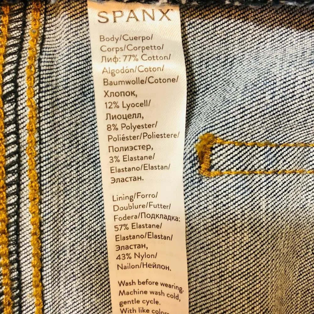 NWT Spanx Distressed Skinny Jeans in Medium Wash Slimming Size L - Picture 10 of 11